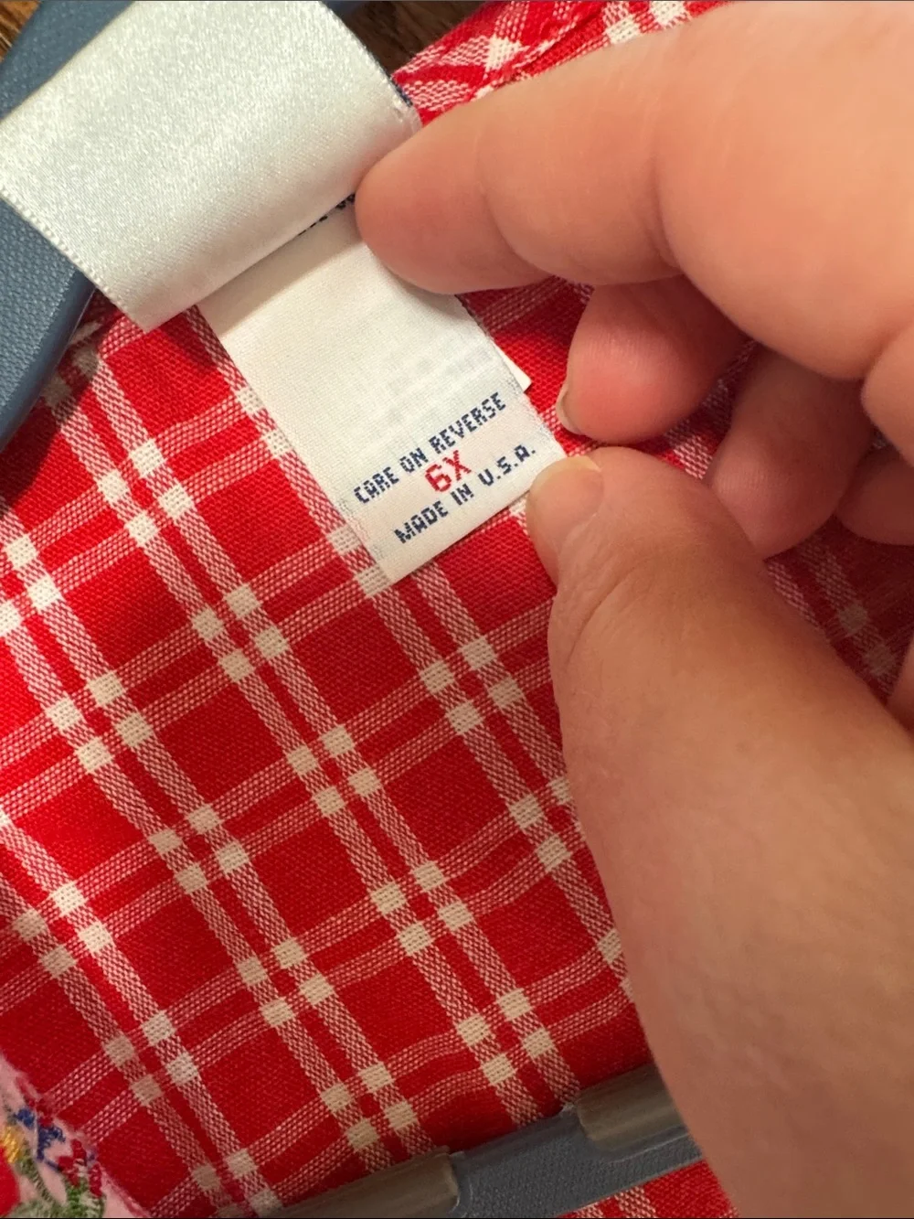 Vintage 90s osh kosh Red Plaid Wrap-Style cotton Kids Dress with Tie size 6x